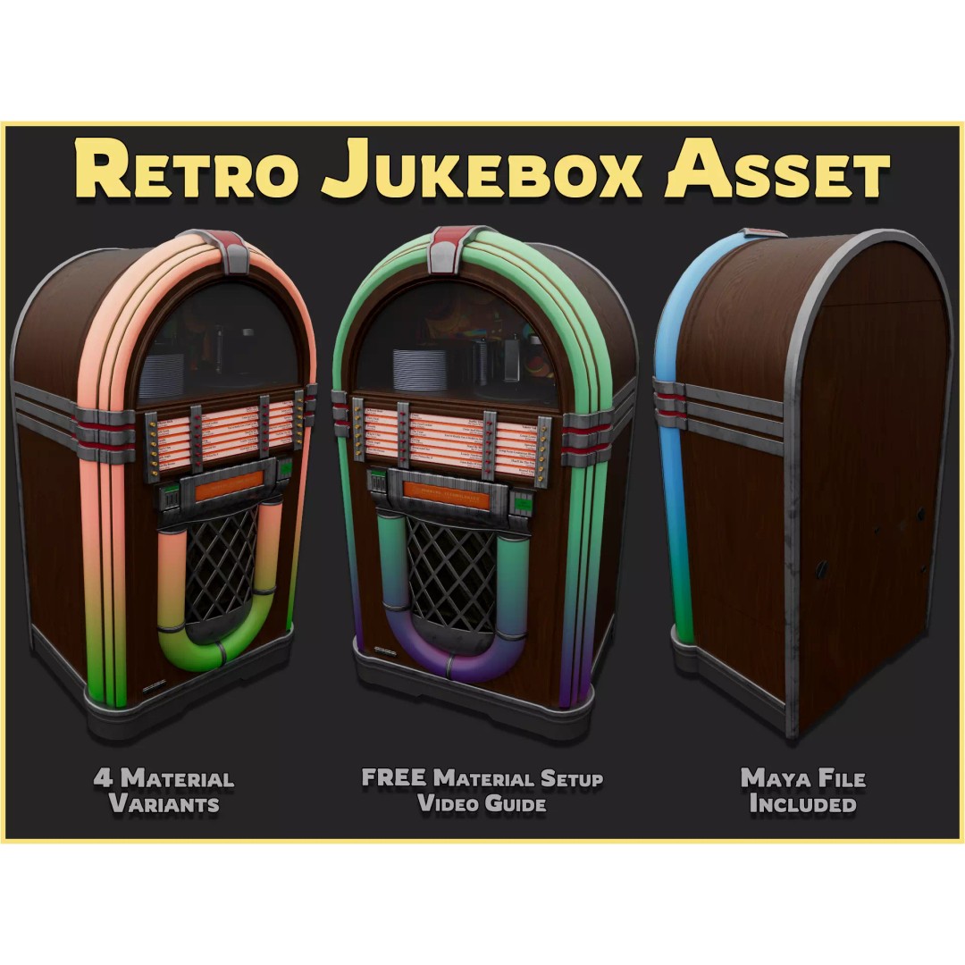 Retro Jukebox 3D Model – Low Poly Game-Ready Asset, FBX & OBJ - View 2