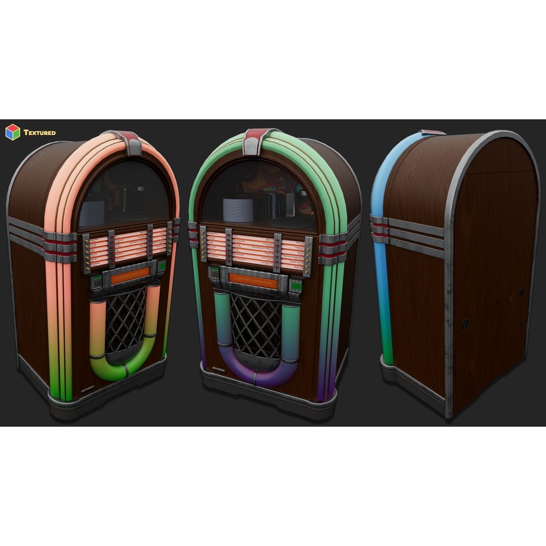 Retro Jukebox 3D Model – Low Poly Game-Ready Asset, FBX & OBJ - View 3