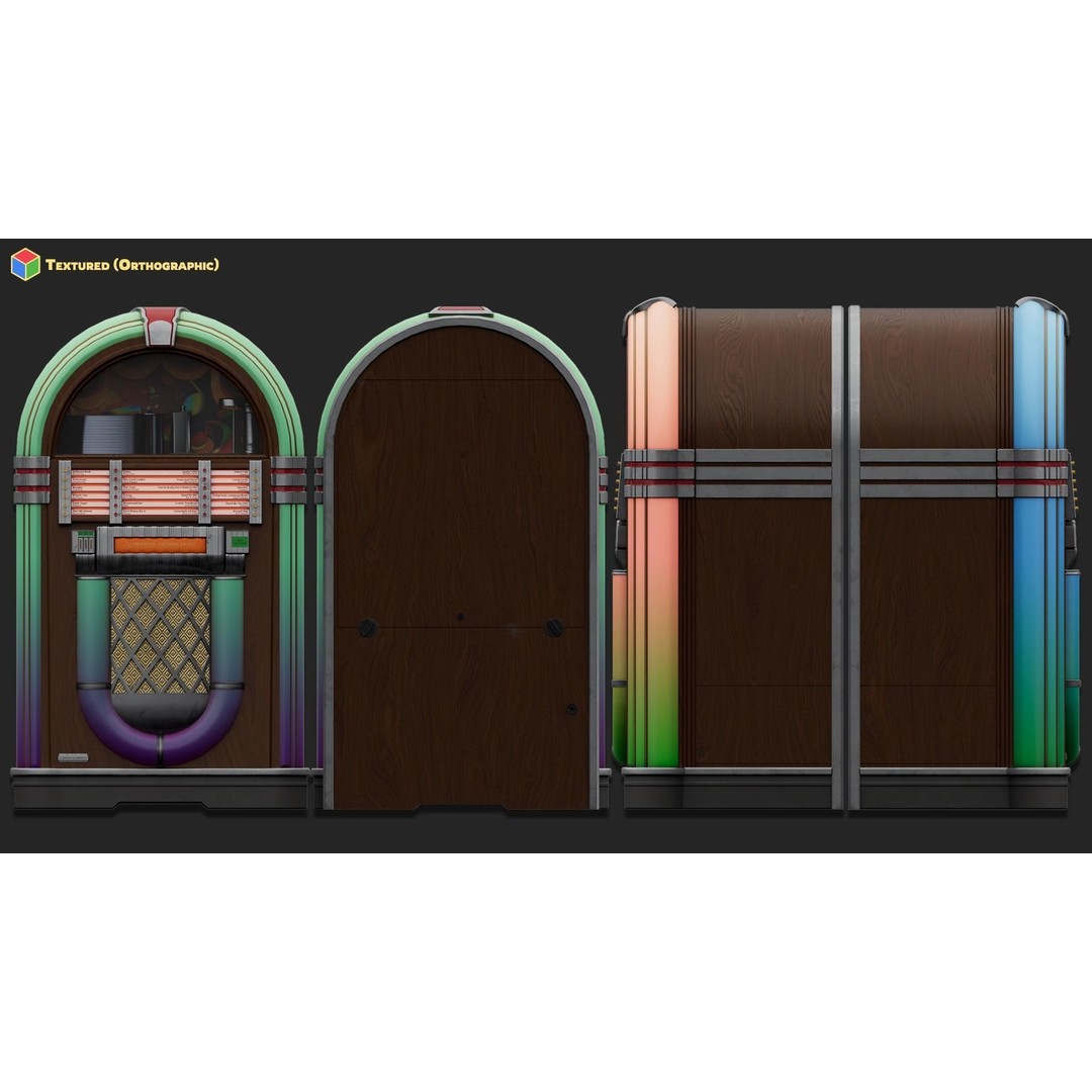 Retro Jukebox 3D Model – Low Poly Game-Ready Asset, FBX & OBJ - View 4