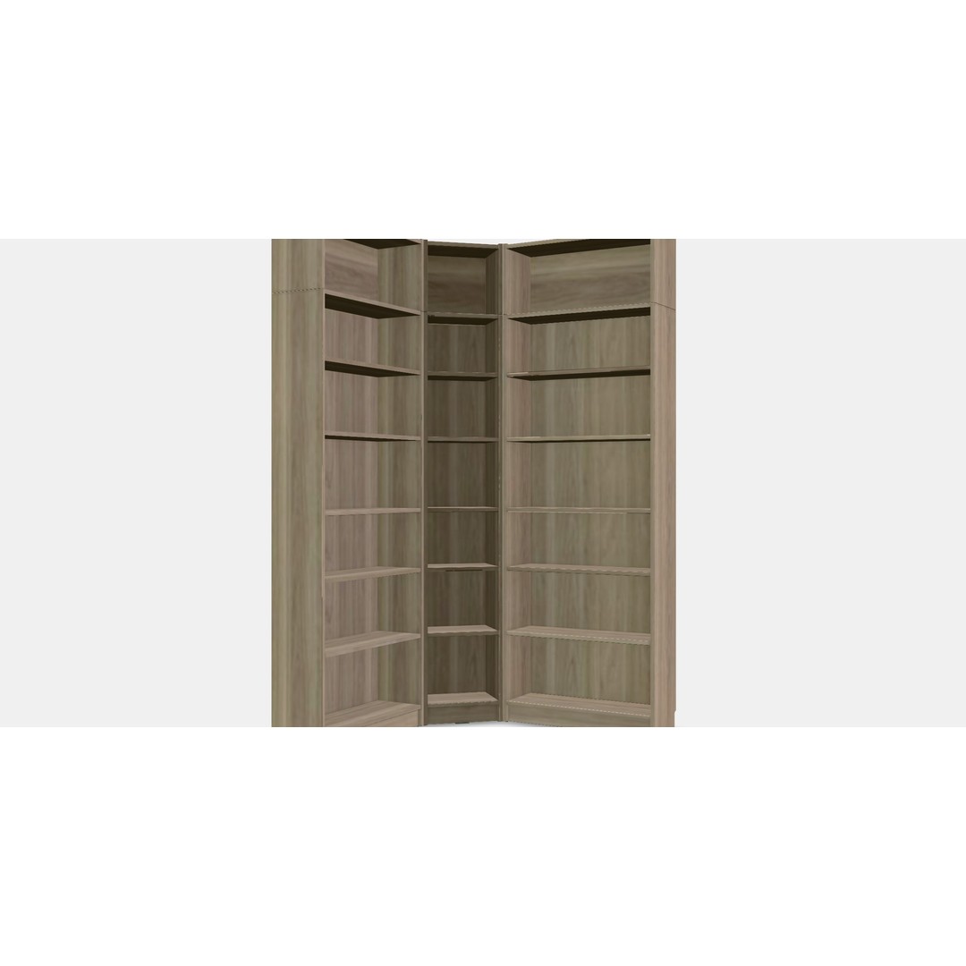 BILLY Bookcase 3D Model – Low Poly Corner Combination with PBR Textures - View 14