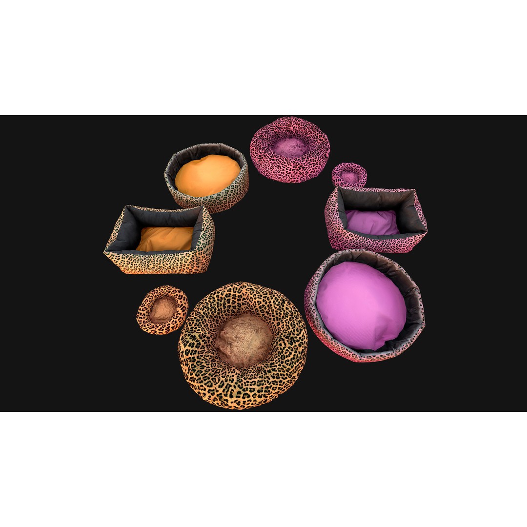 Stylized Pet Bed 3D Model – Low Poly Game Asset, PBR Textures, FBX - View 3