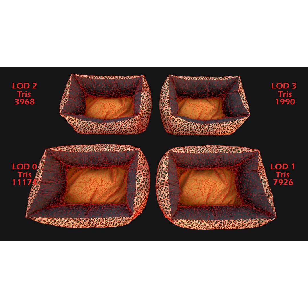 Stylized Pet Bed 3D Model – Low Poly Game Asset, PBR Textures, FBX - View 7