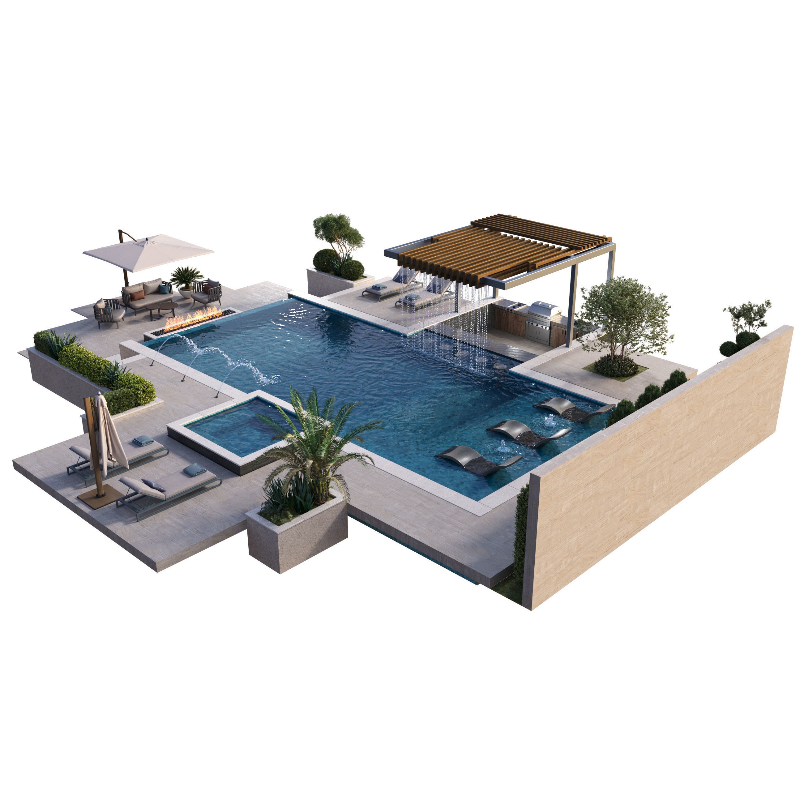 Swimming Pool - Game-Ready 3D Model - View 3