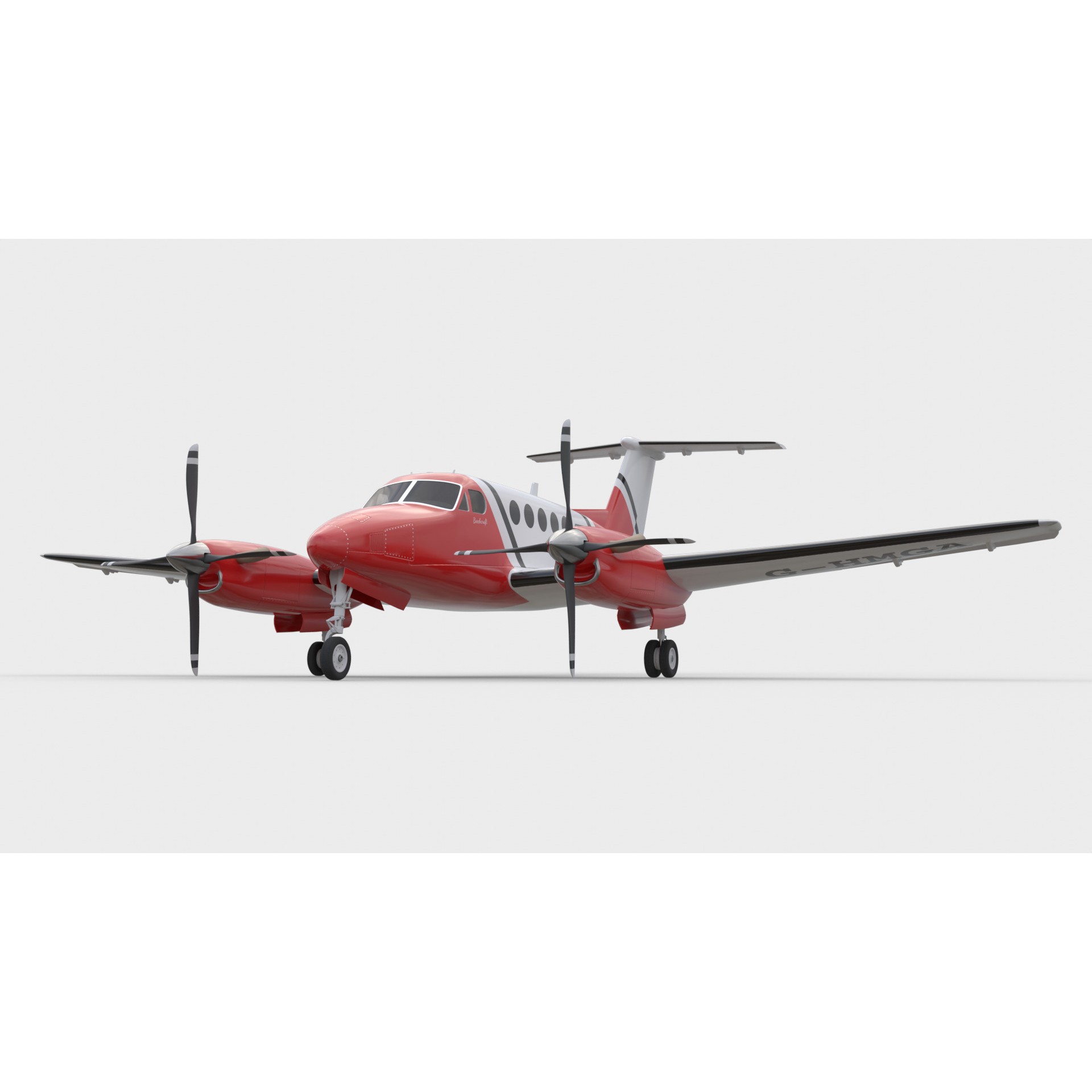 Beechcraft King Air 200 - Game-Ready 3D Model - View 11