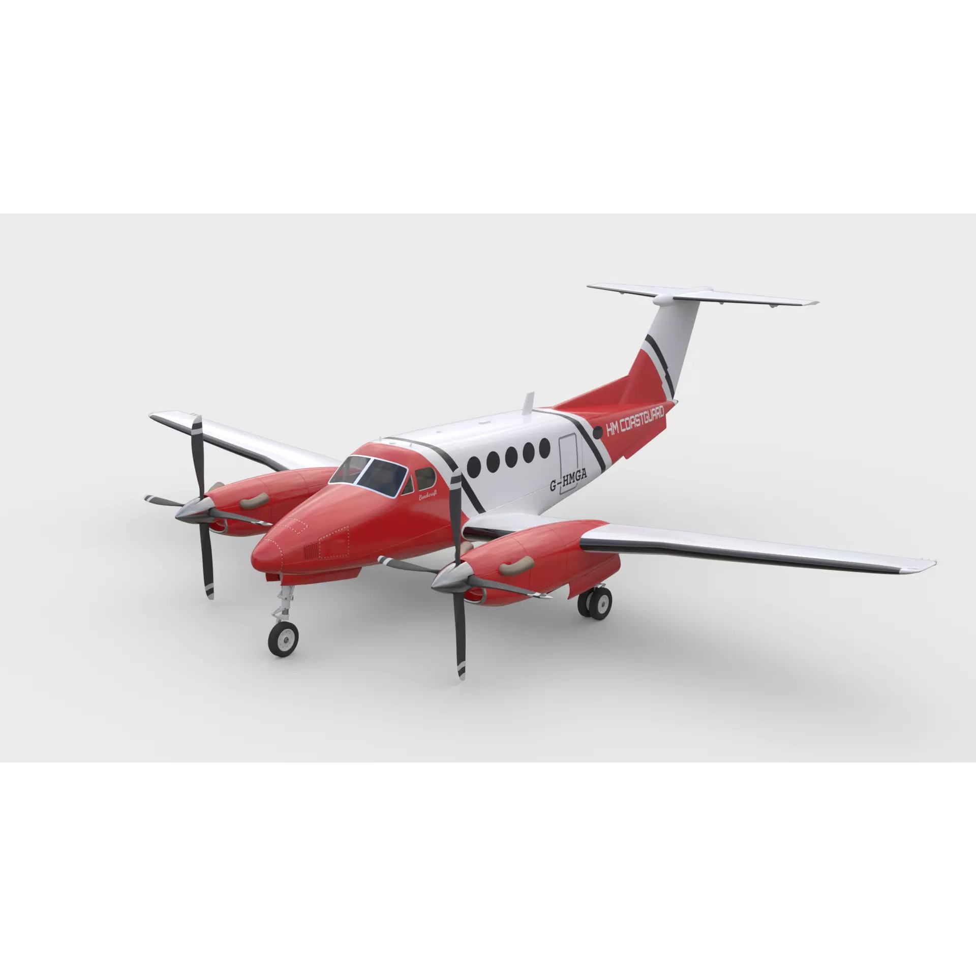 Beechcraft King Air 200 - Game-Ready 3D Model - View 2