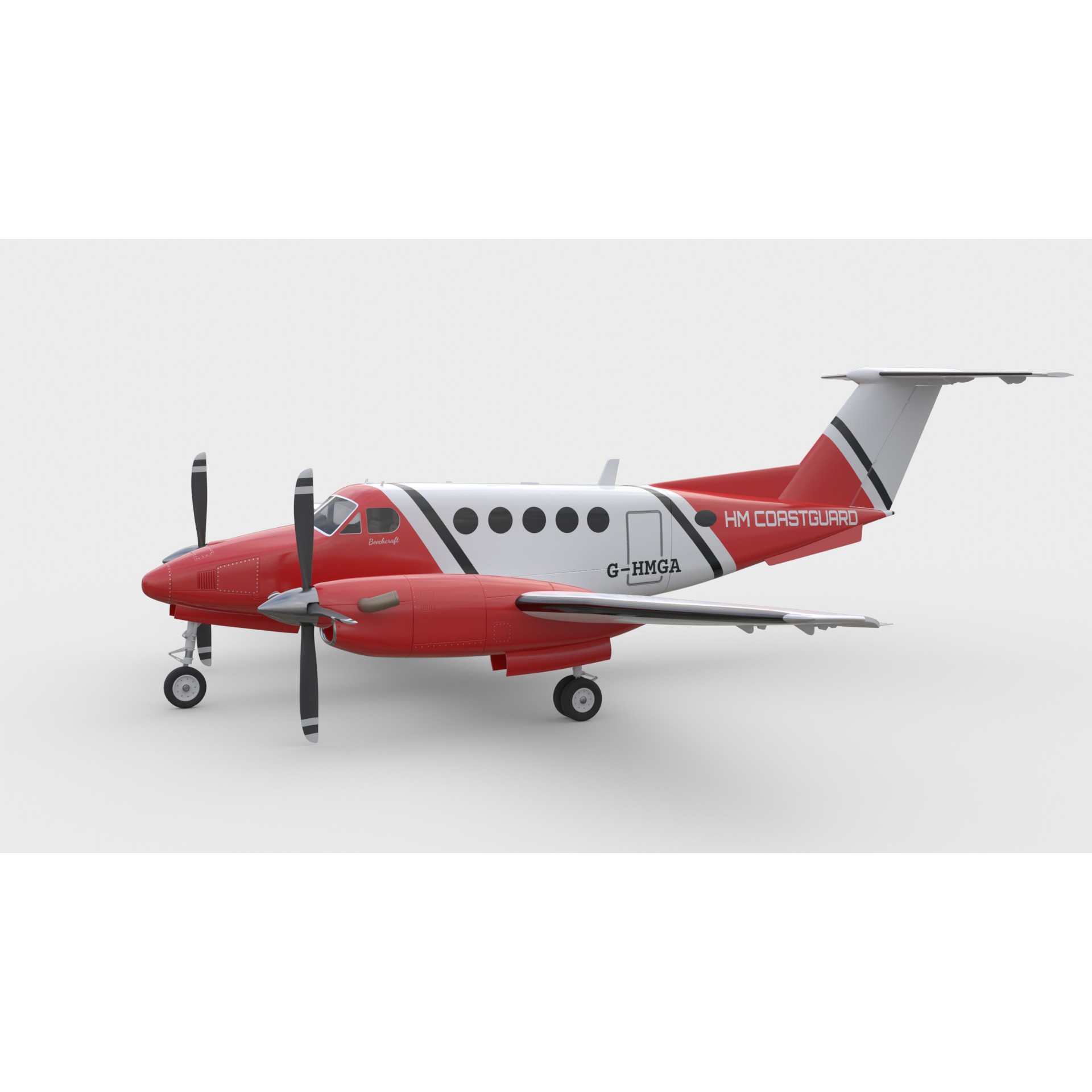 Beechcraft King Air 200 - Game-Ready 3D Model - View 3