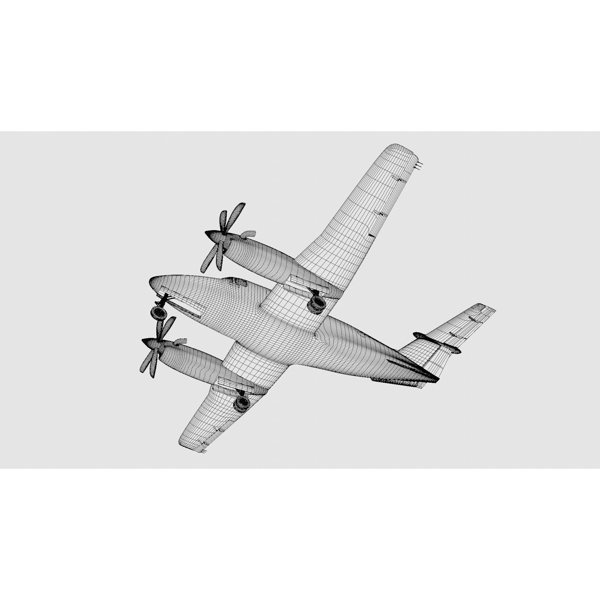 Beechcraft King Air 200 - Game-Ready 3D Model - View 34