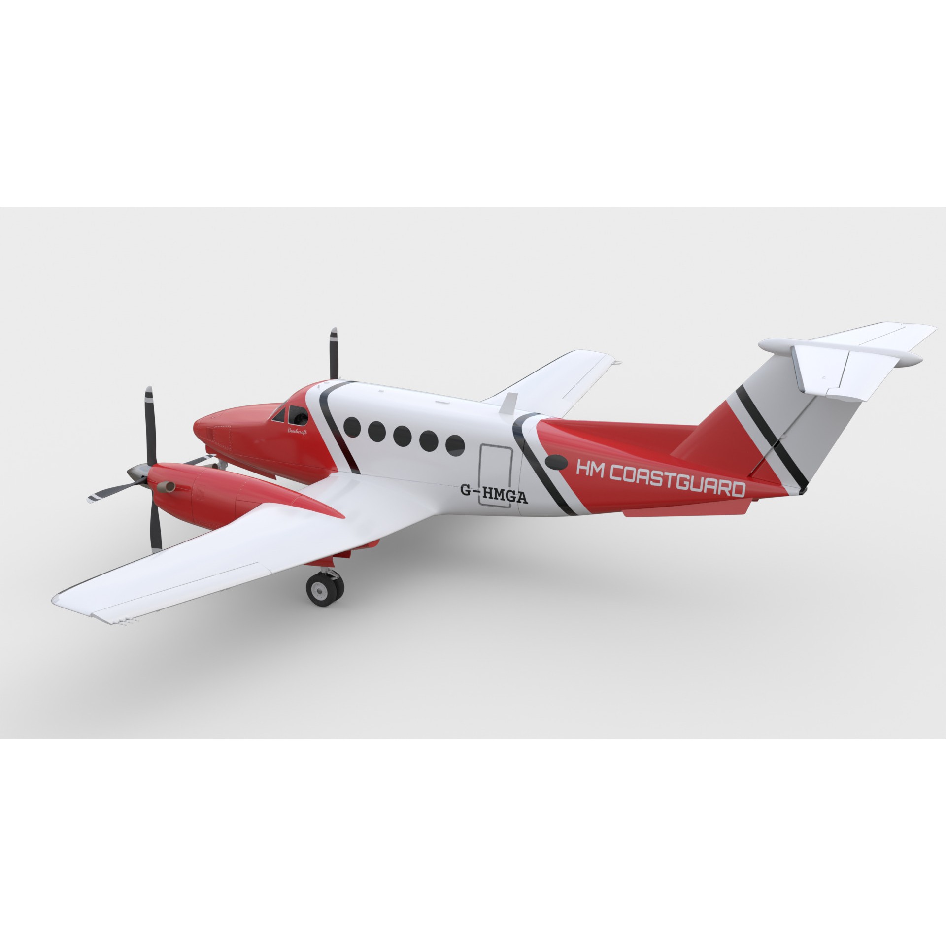 Beechcraft King Air 200 - Game-Ready 3D Model - View 4