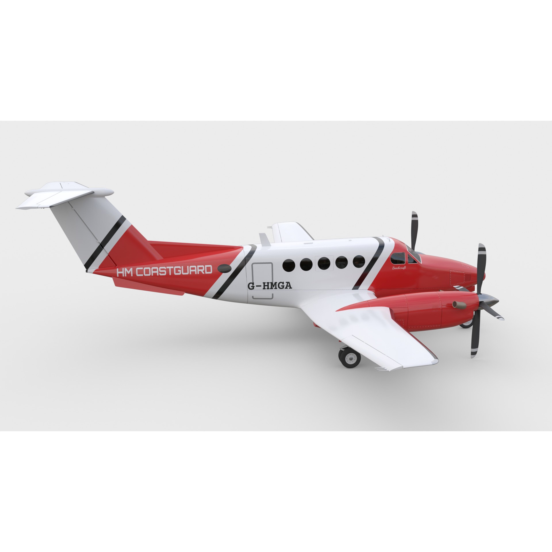 Beechcraft King Air 200 - Game-Ready 3D Model - View 8