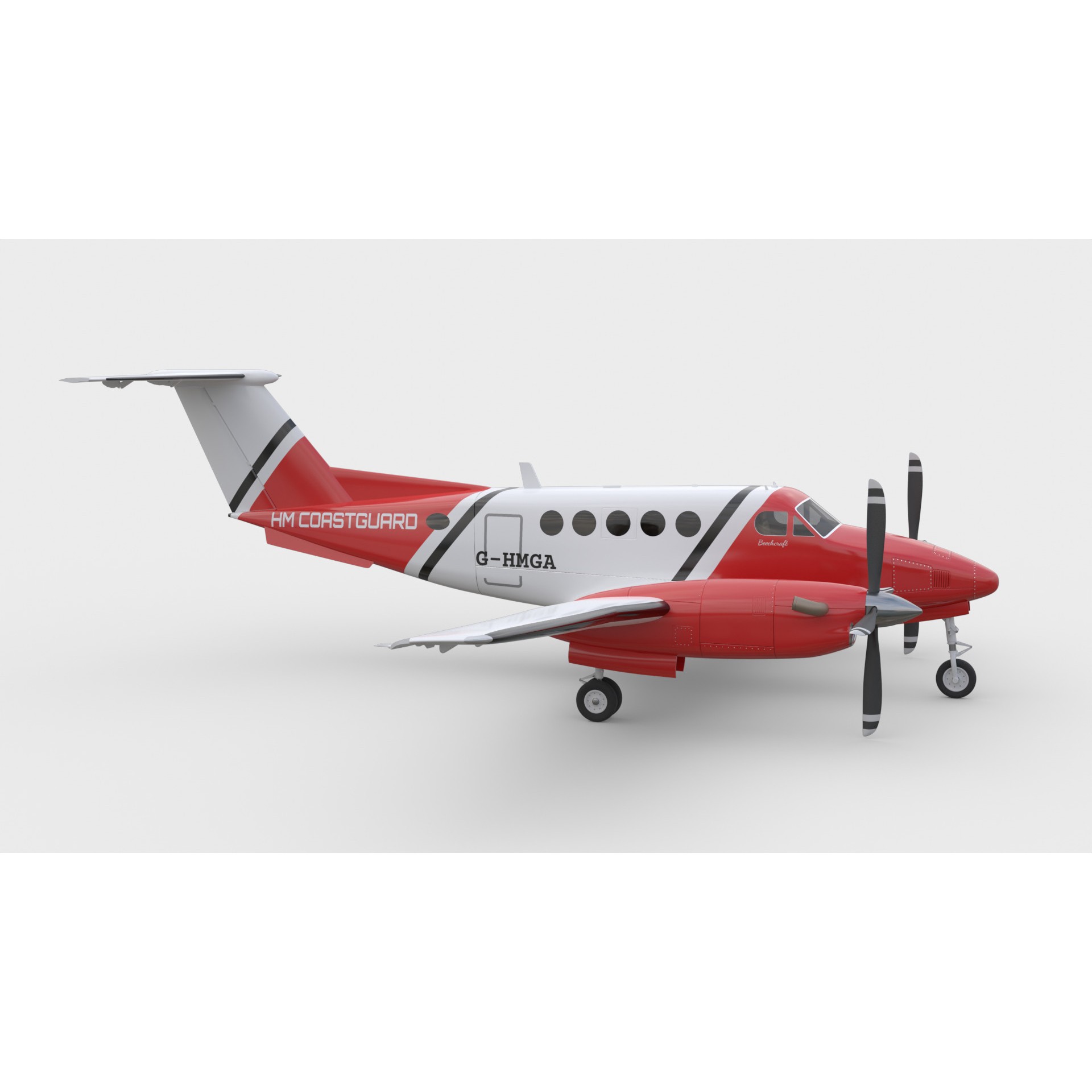 Beechcraft King Air 200 - Game-Ready 3D Model - View 9