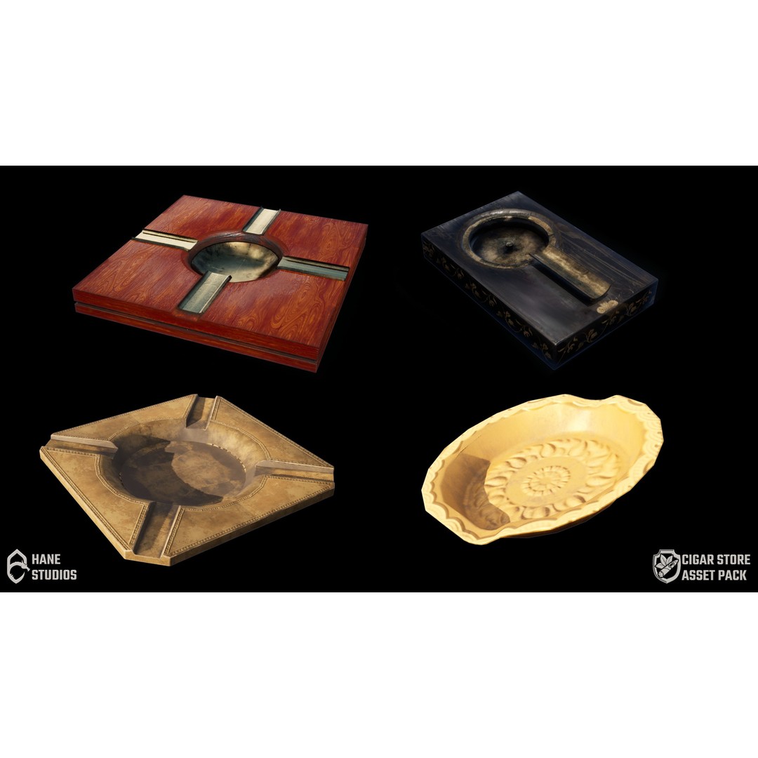 Vintage Ashtray 3D Model – Low Poly Game-Ready Asset, FBX - View 3
