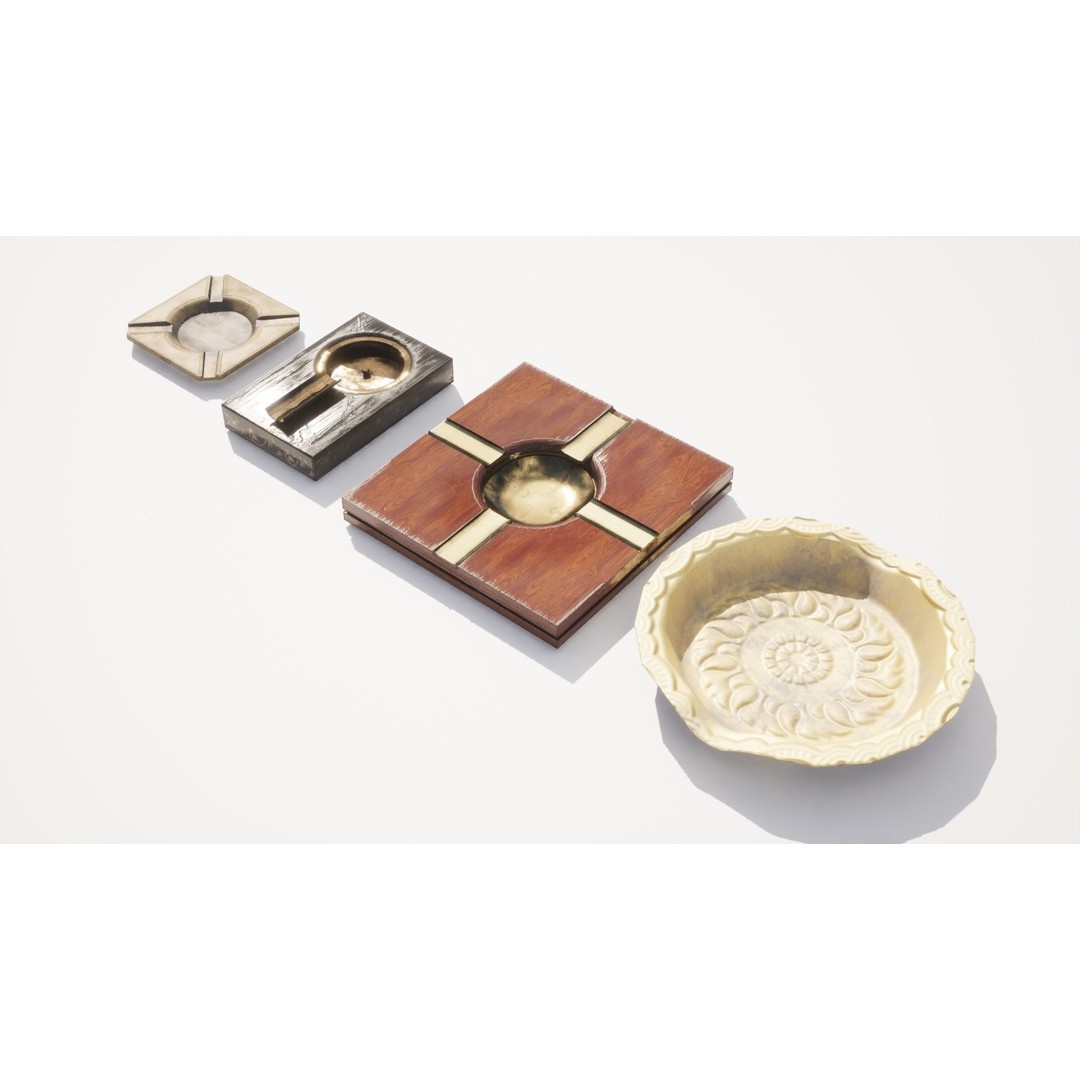 Vintage Ashtray 3D Model – Low Poly Game-Ready Asset, FBX - View 4