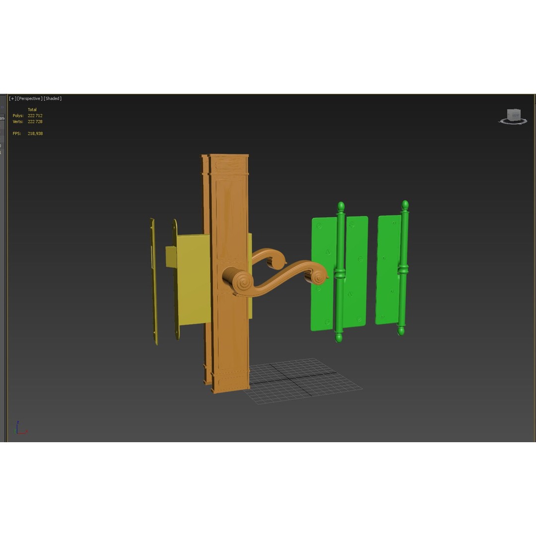 Classic Door Handle 3D Model – High Poly PBR Asset, FBX & OBJ - View 36