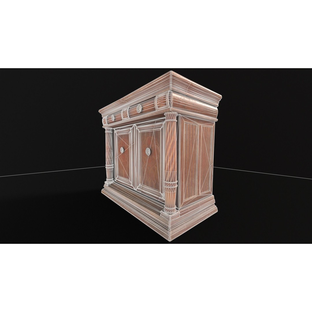 Gothic Wooden Cabinet 3D Model – Low Poly PBR Asset, FBX & OBJ - View 16