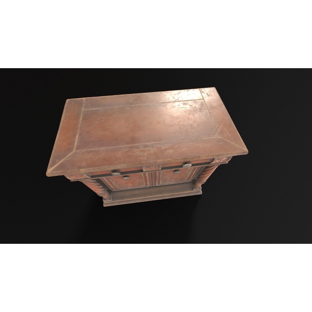 Gothic Wooden Cabinet 3D Model – Low Poly PBR Asset, FBX & OBJ - View 17