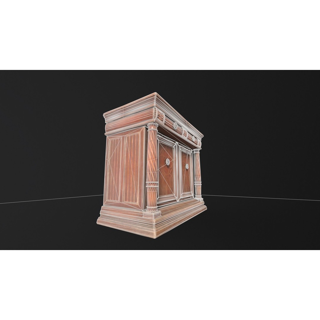 Gothic Wooden Cabinet 3D Model – Low Poly PBR Asset, FBX & OBJ - View 6
