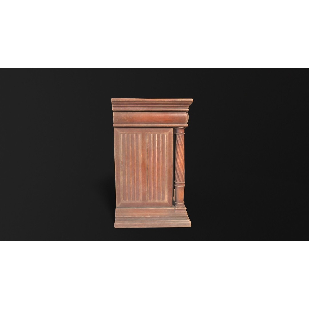 Gothic Wooden Cabinet 3D Model – Low Poly PBR Asset, FBX & OBJ - View 7