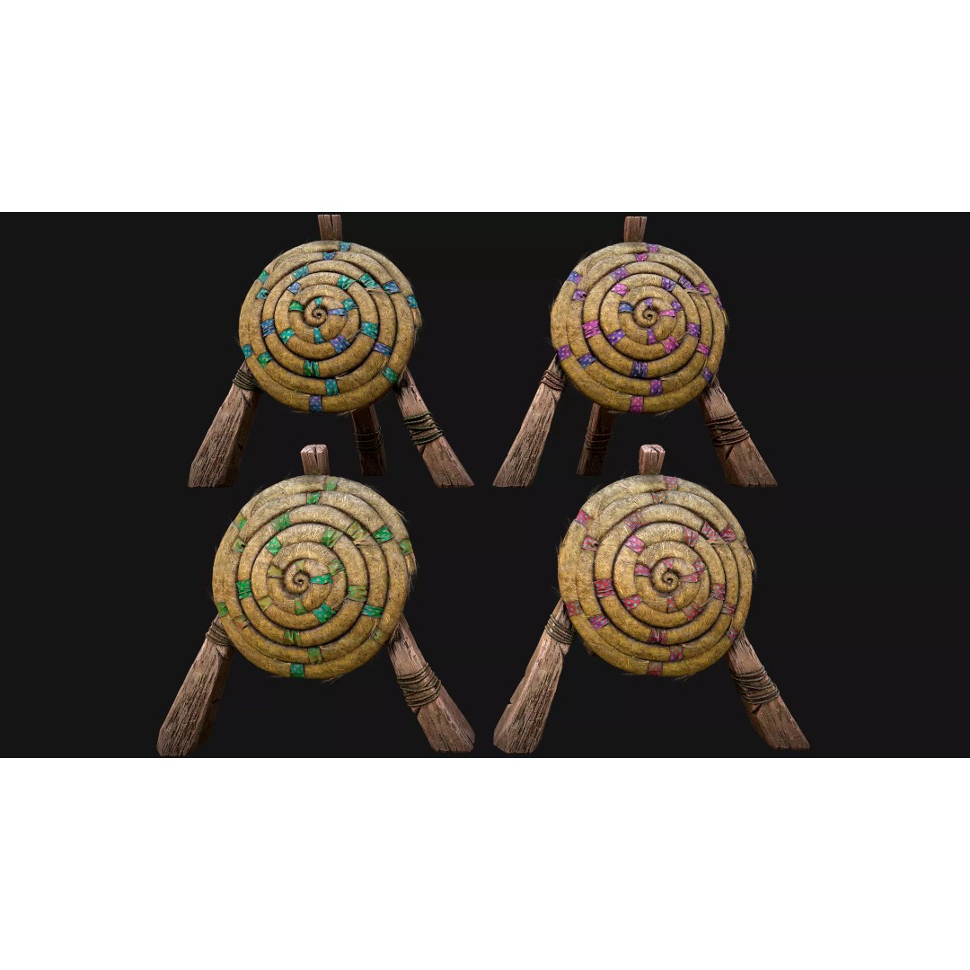 Medieval Wooden Target 3D Model – Low Poly Game-Ready Furniture Set, FBX - View 14