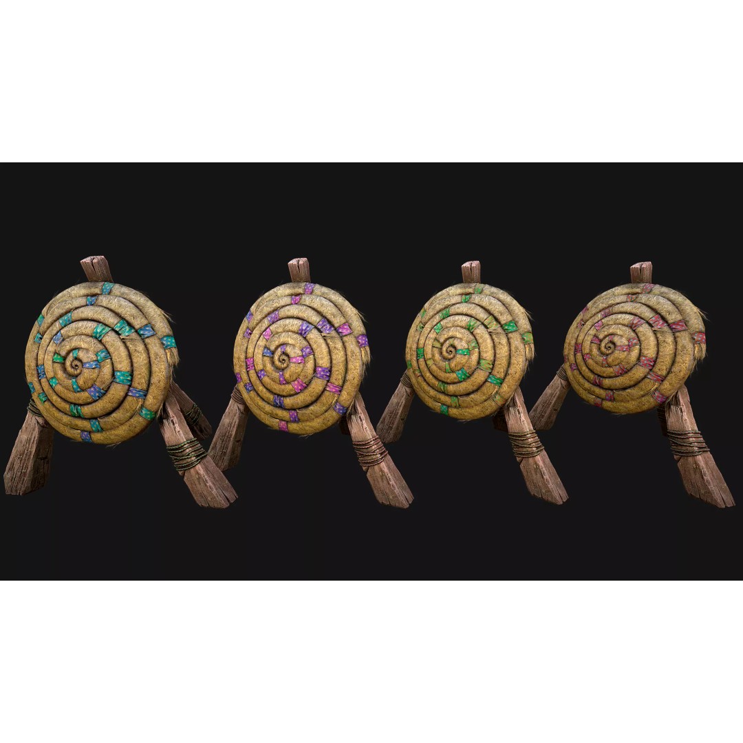 Medieval Wooden Target 3D Model – Low Poly Game-Ready Furniture Set, FBX - View 15