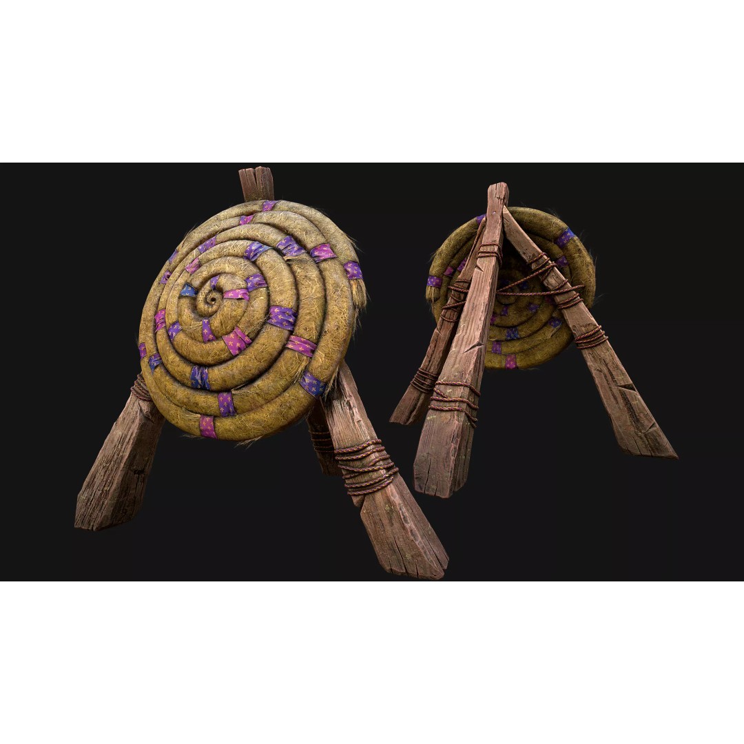 Medieval Wooden Target 3D Model – Low Poly Game-Ready Furniture Set, FBX - View 19