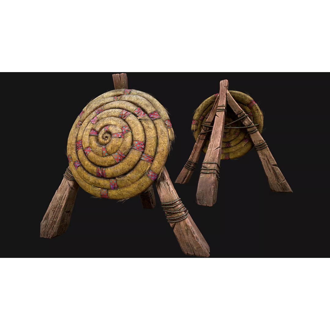 Medieval Wooden Target 3D Model – Low Poly Game-Ready Furniture Set, FBX - View 20