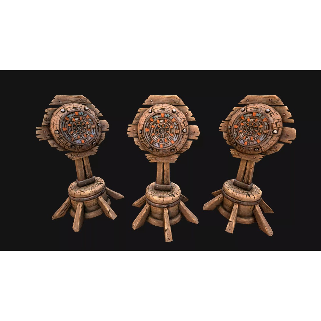Medieval Wooden Target 3D Model – Low Poly Game-Ready Furniture Set, FBX - View 22