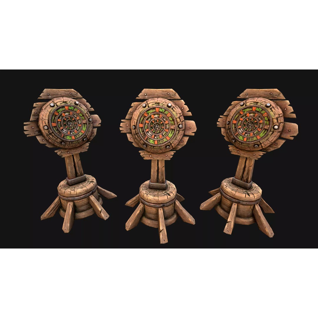 Medieval Wooden Target 3D Model – Low Poly Game-Ready Furniture Set, FBX - View 27