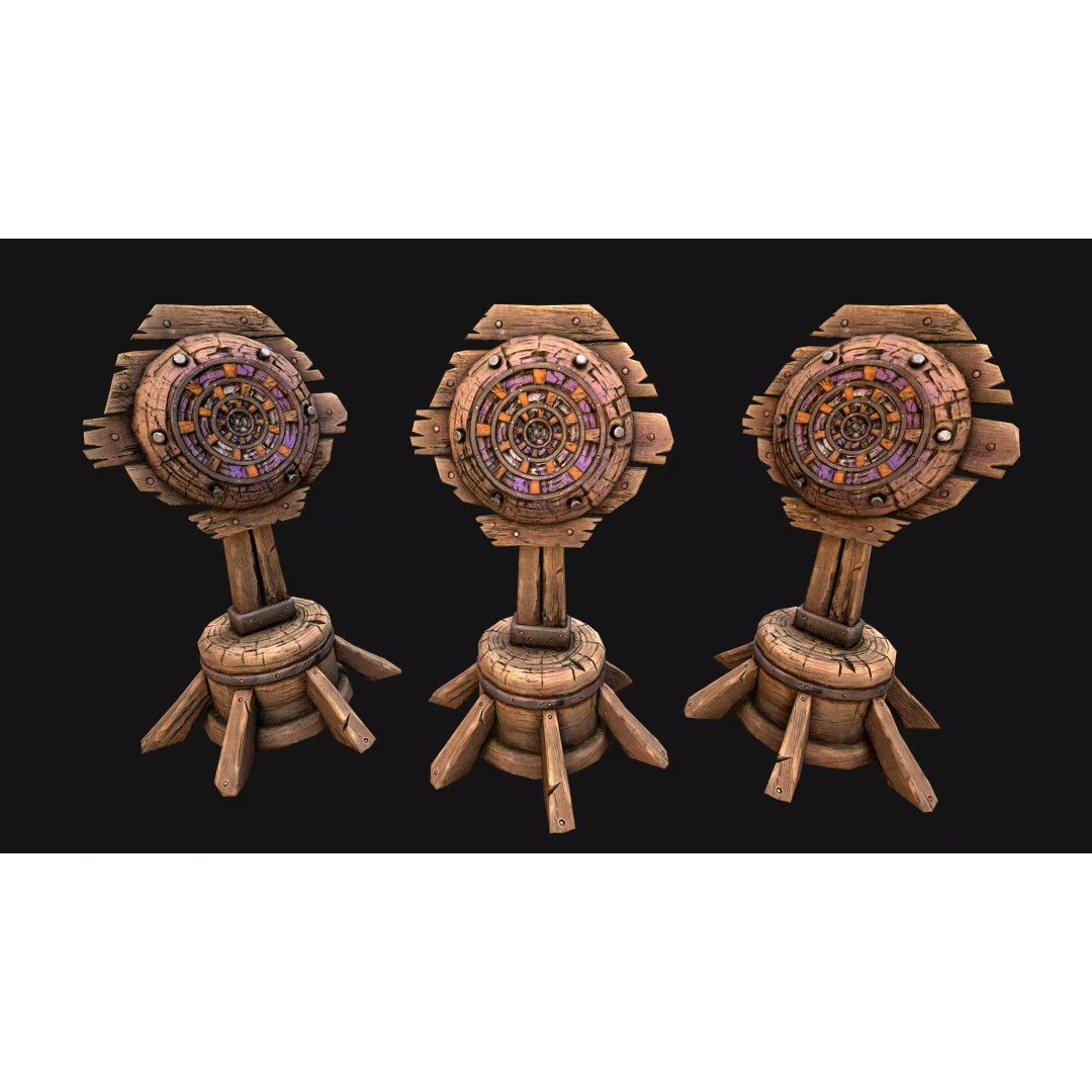 Medieval Wooden Target 3D Model – Low Poly Game-Ready Furniture Set, FBX - View 31