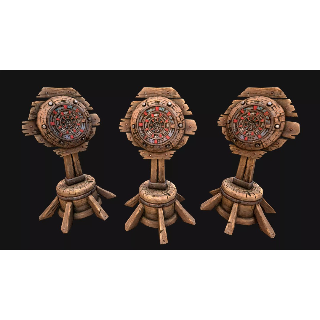 Medieval Wooden Target 3D Model – Low Poly Game-Ready Furniture Set, FBX - View 35
