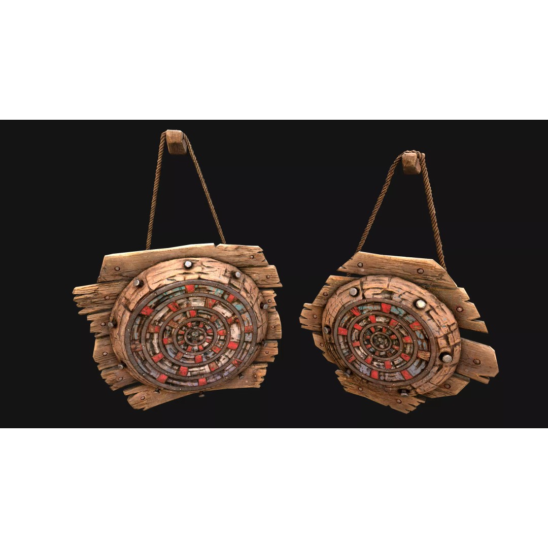 Medieval Wooden Target 3D Model – Low Poly Game-Ready Furniture Set, FBX - View 36