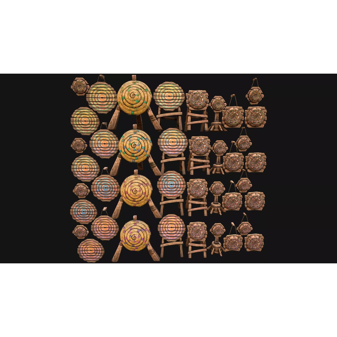 Medieval Wooden Target 3D Model – Low Poly Game-Ready Furniture Set, FBX - View 4
