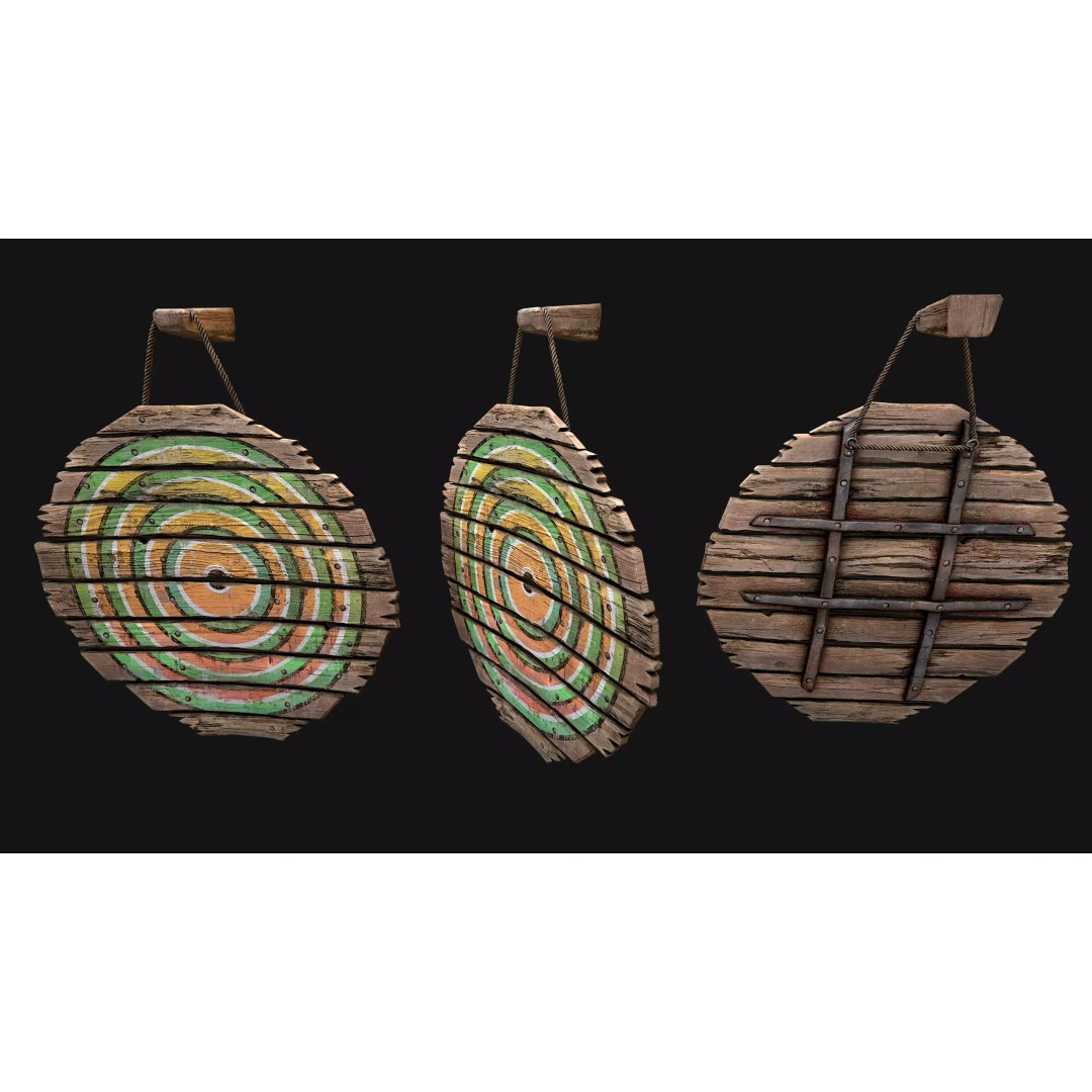 Medieval Wooden Target 3D Model – Low Poly Game-Ready Furniture Set, FBX - View 44