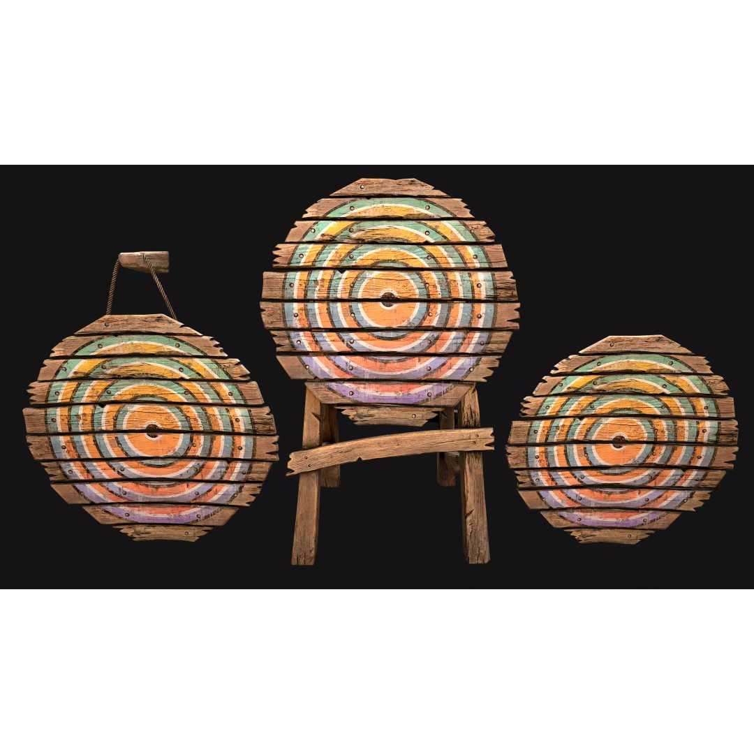 Medieval Wooden Target 3D Model – Low Poly Game-Ready Furniture Set, FBX - View 55