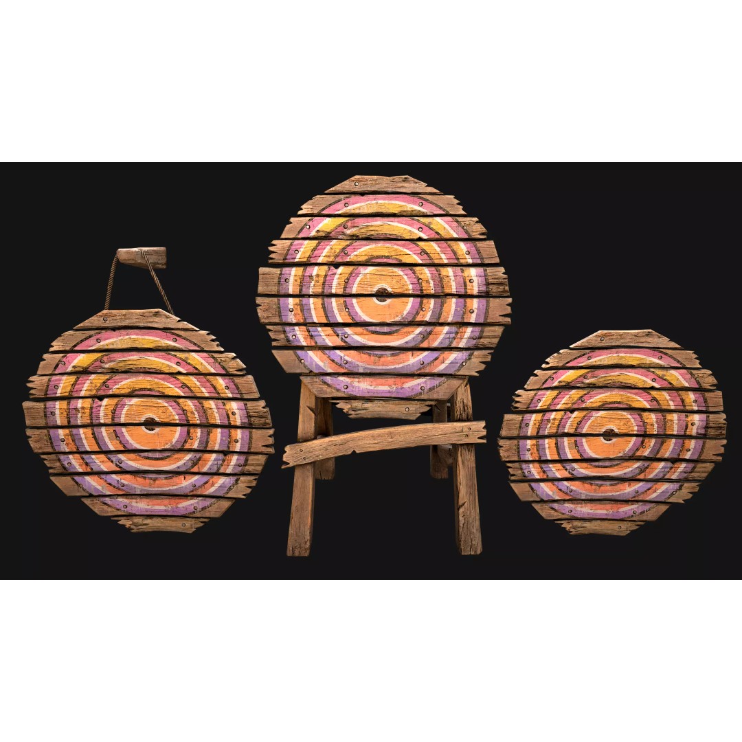 Medieval Wooden Target 3D Model – Low Poly Game-Ready Furniture Set, FBX - View 56