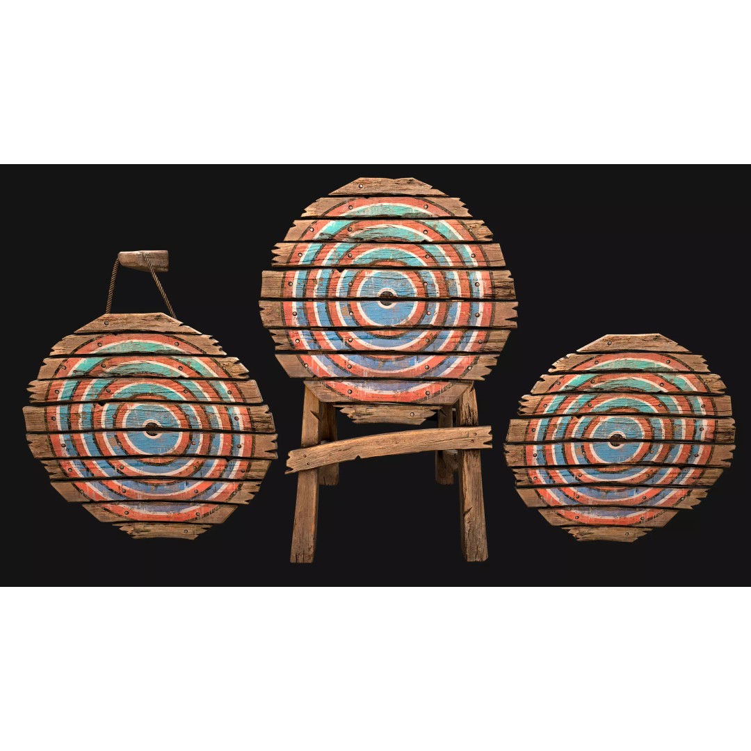 Medieval Wooden Target 3D Model – Low Poly Game-Ready Furniture Set, FBX - View 58