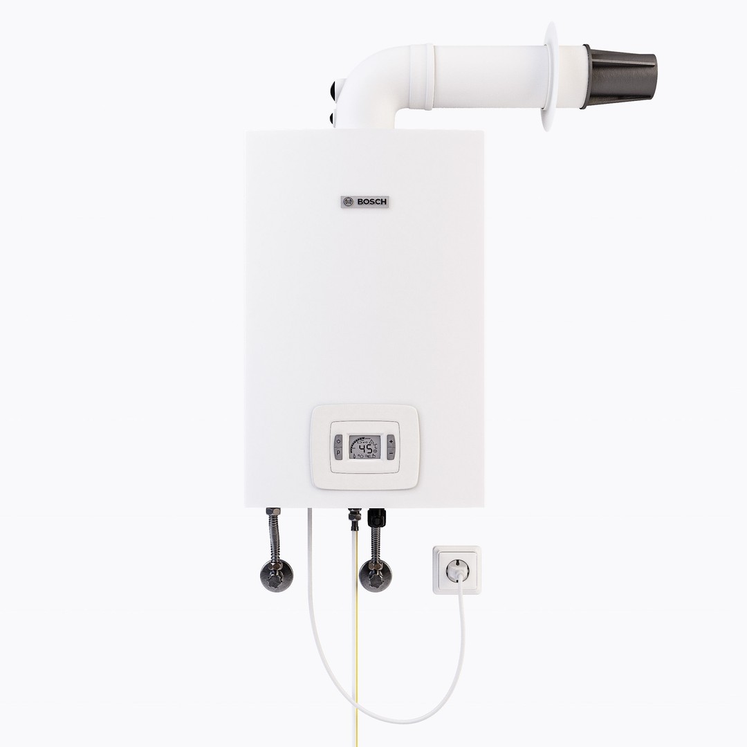 Bosch Therm S Gas Water Heater 3D Model – High Poly PBR Asset, FBX - View 3