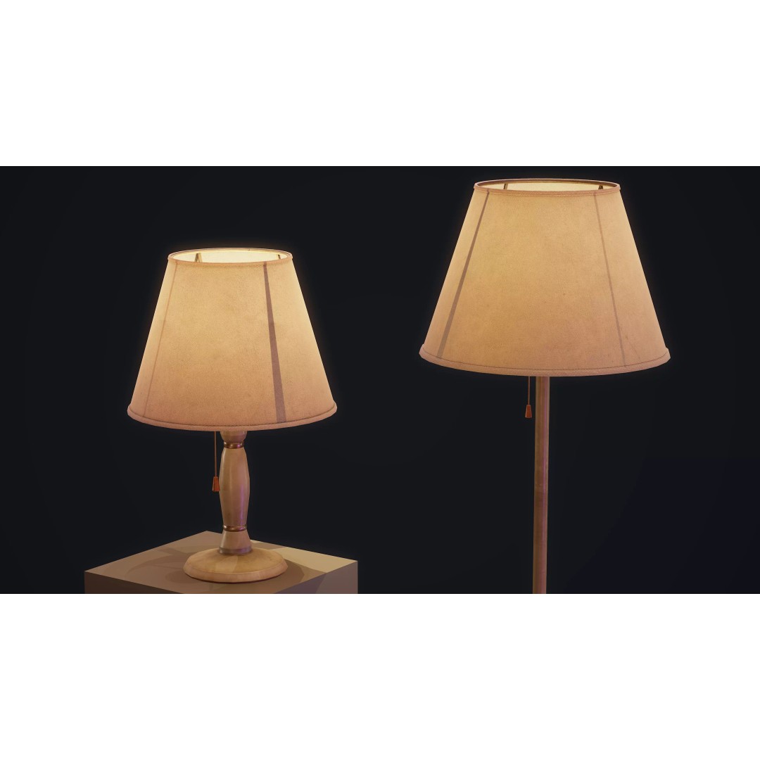 Old Lamp 3D Model – Vintage Low Poly Game Asset, FBX - View 2