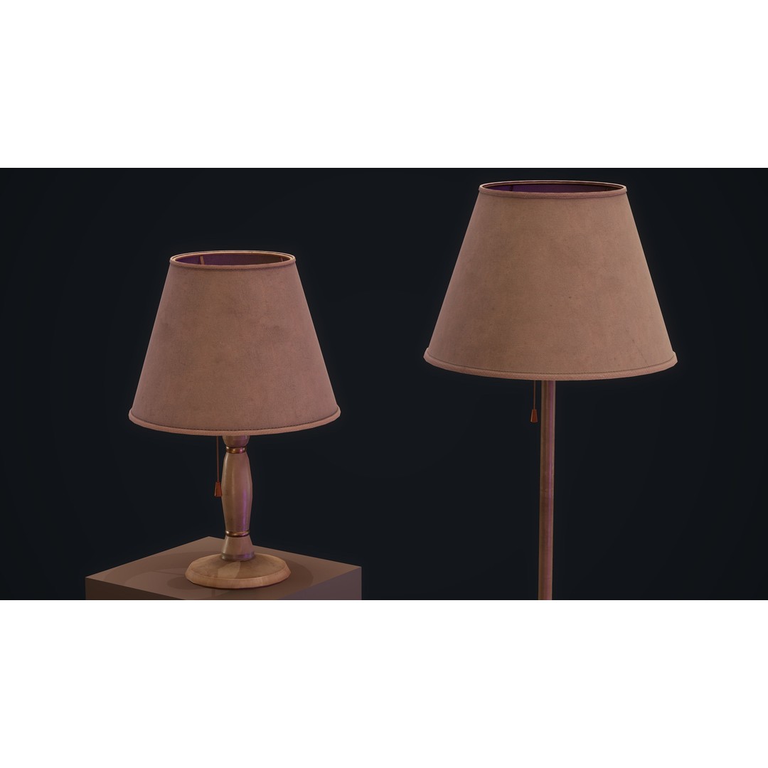 Old Lamp 3D Model – Vintage Low Poly Game Asset, FBX - View 3