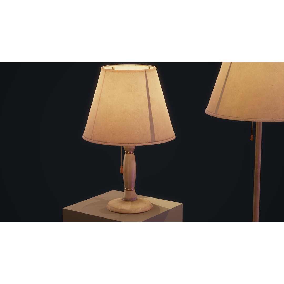 Old Lamp 3D Model – Vintage Low Poly Game Asset, FBX - View 4
