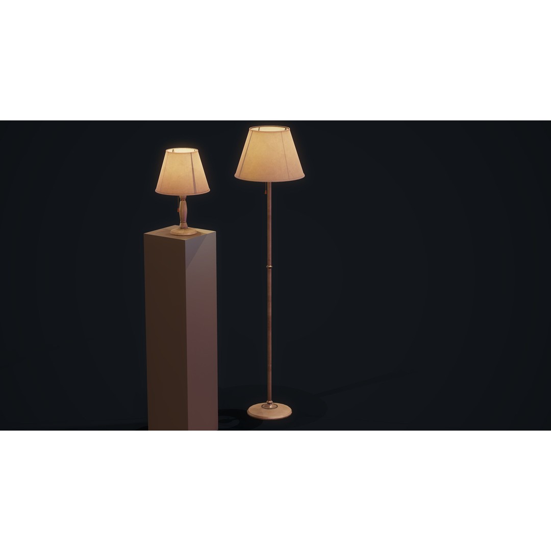 Old Lamp 3D Model – Vintage Low Poly Game Asset, FBX - View 7