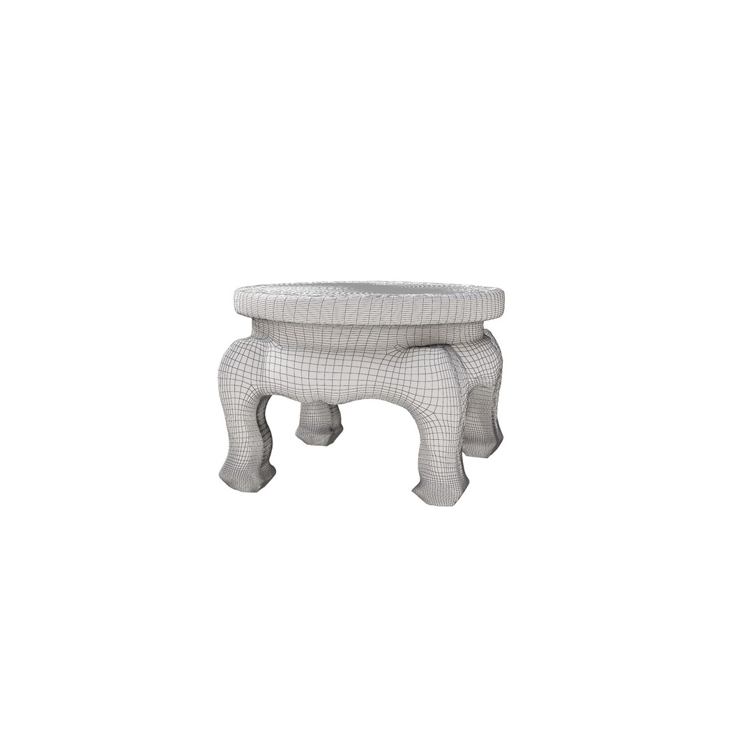 Southeast Asian Stool 3D Model – Classical Furniture Asset, FBX