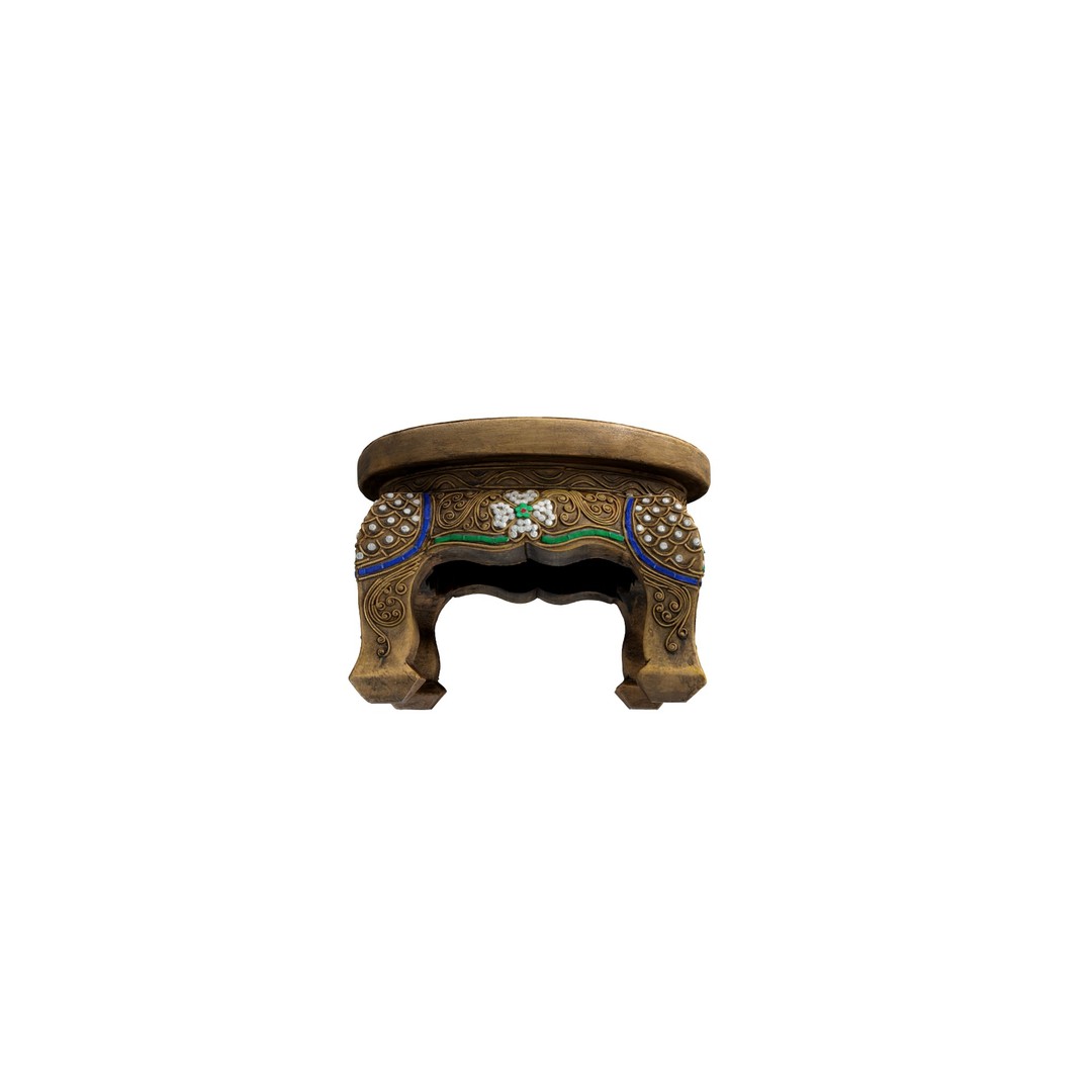 Southeast Asian Stool 3D Model – Classical Furniture Asset, FBX - View 5