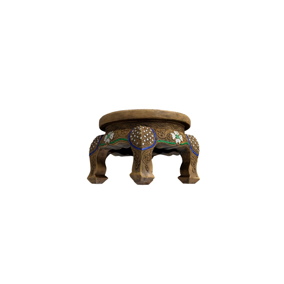 Southeast Asian Stool 3D Model – Classical Furniture Asset, FBX - View 6
