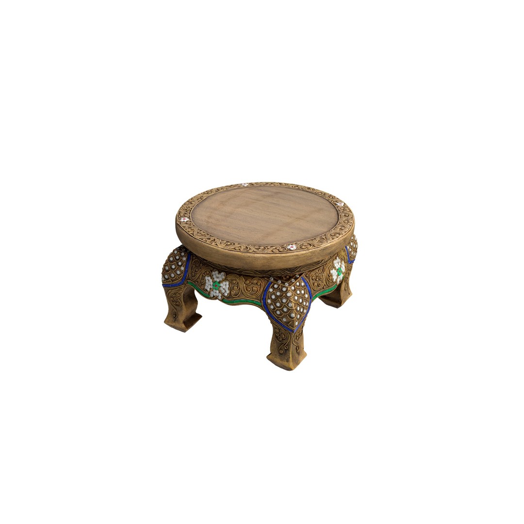 Southeast Asian Stool 3D Model – Classical Furniture Asset, FBX - View 8