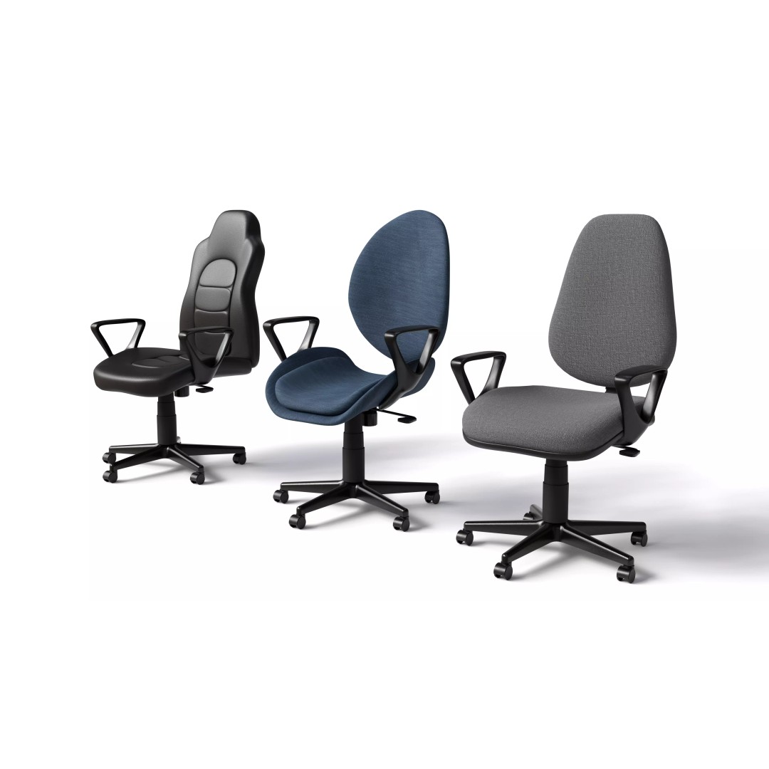 Office Chairs Set 3D Model – Low Poly Game Ready Asset, FBX, OBJ - View 2