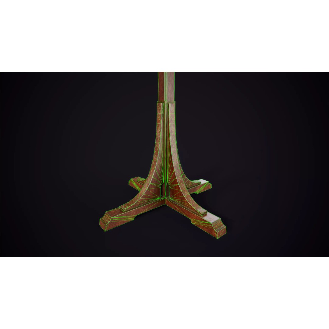 Vintage Standing Coat Rack 3D Model – Low Poly Game Asset, PBR Textures - View 10