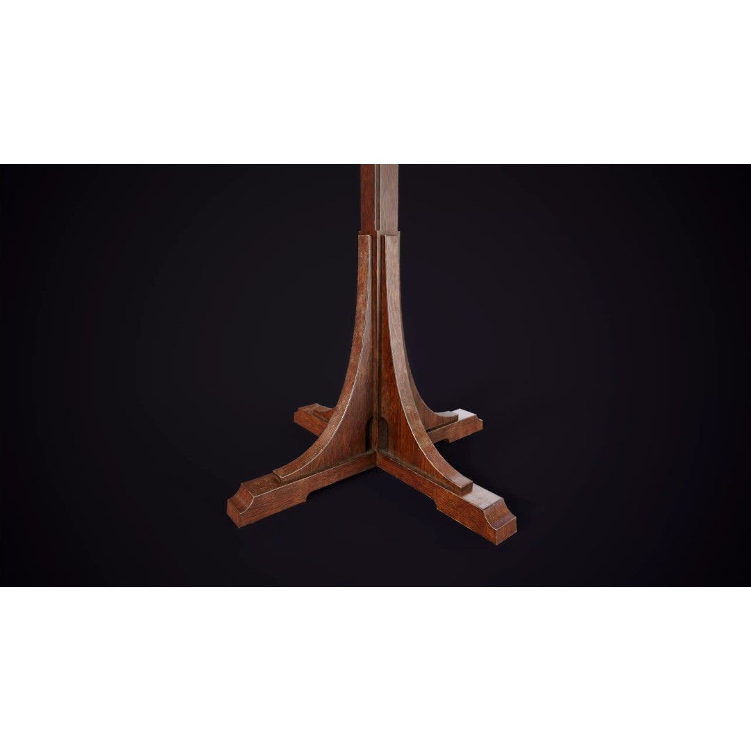Vintage Standing Coat Rack 3D Model – Low Poly Game Asset, PBR Textures - View 4