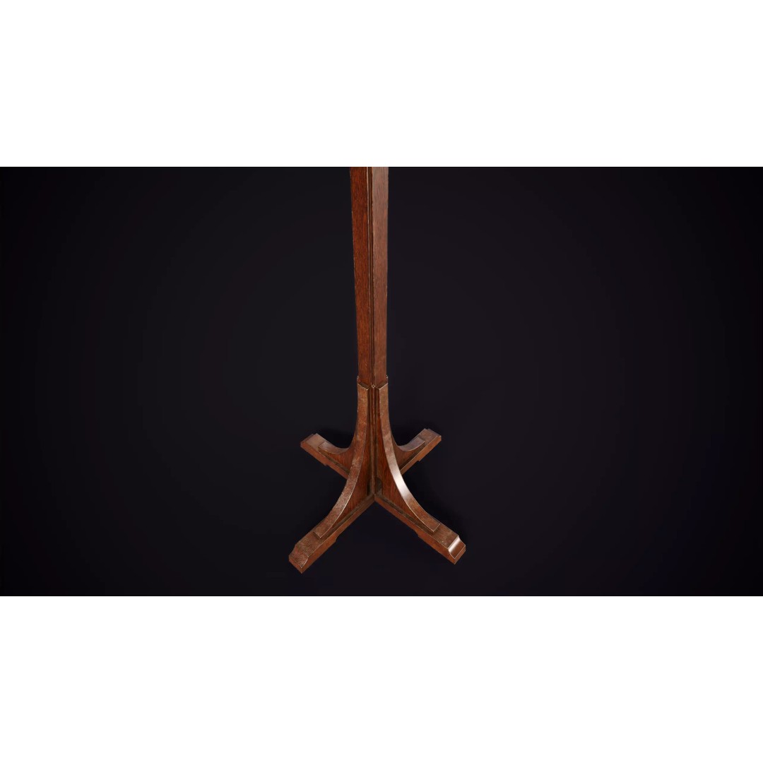Vintage Standing Coat Rack 3D Model – Low Poly Game Asset, PBR Textures - View 7