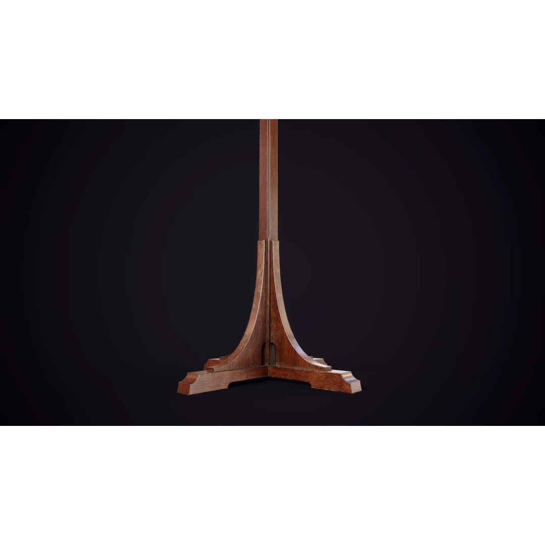 Vintage Standing Coat Rack 3D Model – Low Poly Game Asset, PBR Textures - View 8