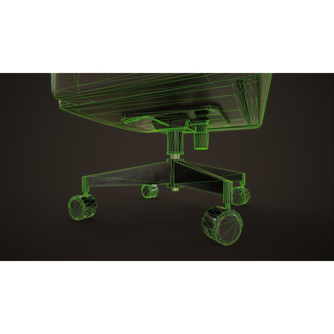 Leather Office Armchair 3D Model – Low Poly PBR Game Asset, FBX, OBJ